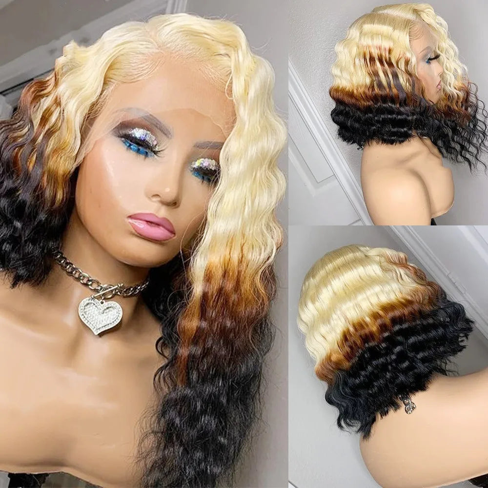 Quality European Hair Sliver Gray Color Wave Short Bob Wig Raw Double Drawn Human Hair Lace Front Wigs