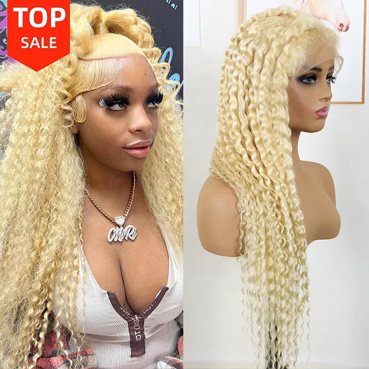 613 Blonde Curly Lace Front Wig