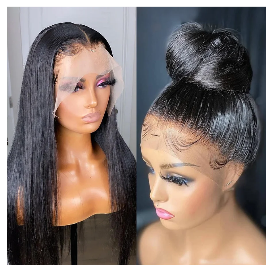 Brazilian Virgin  Swiss Closure Lace  Front Lace Frontal Wig Bone Straight Human Hair Wigs for Black Women