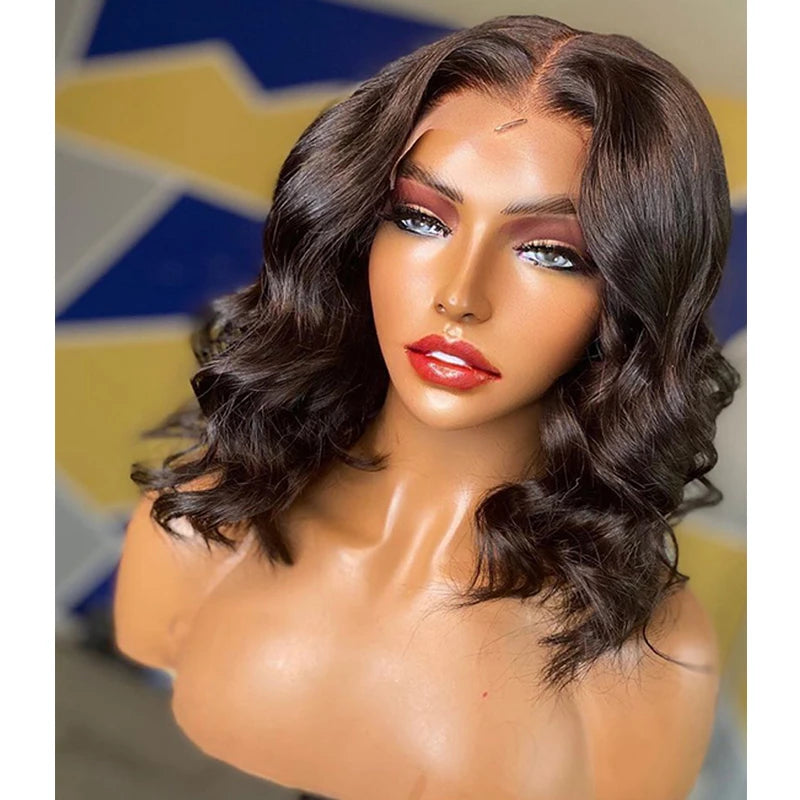 Quality European Hair Sliver Gray Color Wave Short Bob Wig Raw Double Drawn Human Hair Lace Front Wigs