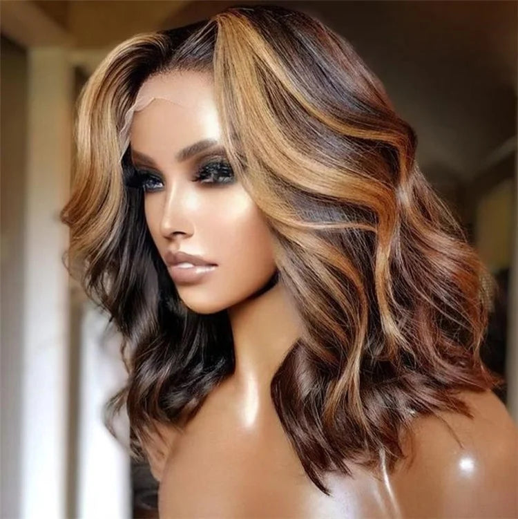 Quality European Hair Sliver Gray Color Wave Short Bob Wig Raw Double Drawn Human Hair Lace Front Wigs