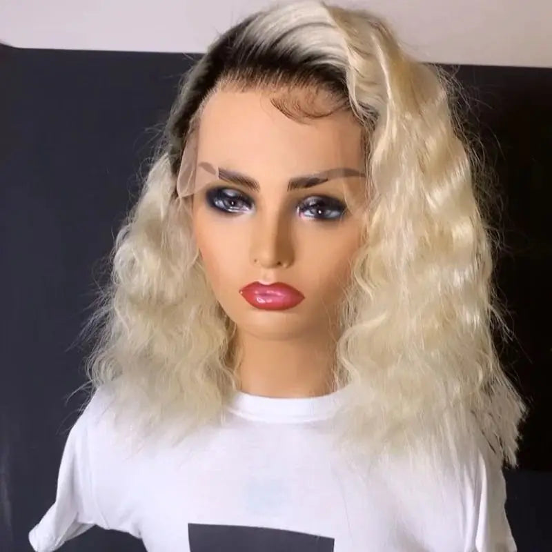 Quality European Hair Sliver Gray Color Wave Short Bob Wig Raw Double Drawn Human Hair Lace Front Wigs