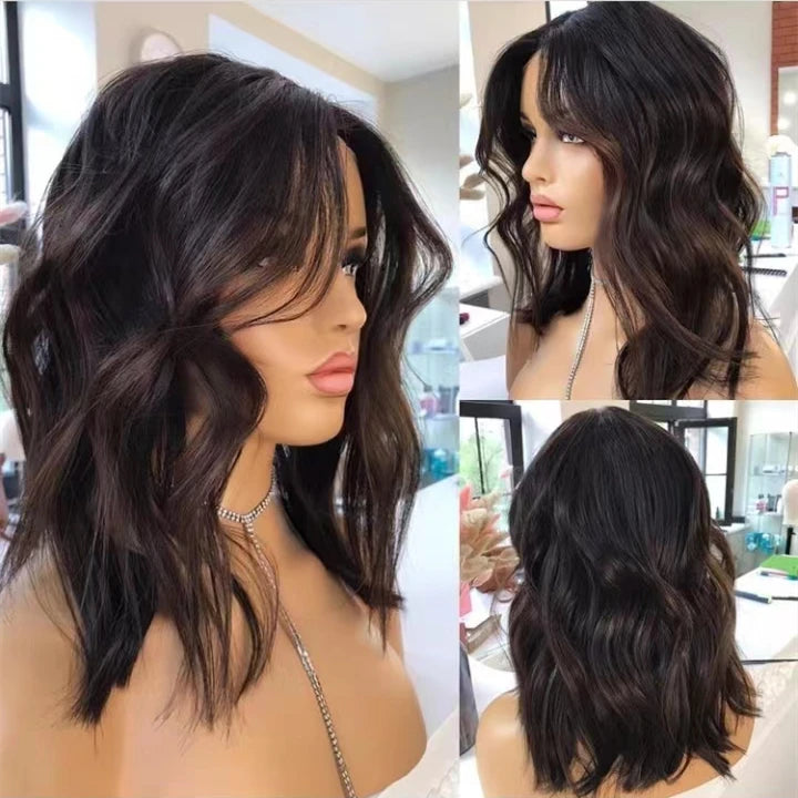 Quality European Hair Sliver Gray Color Wave Short Bob Wig Raw Double Drawn Human Hair Lace Front Wigs