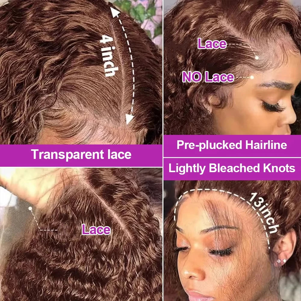 Dark Brown Curly Bob Lace Wig